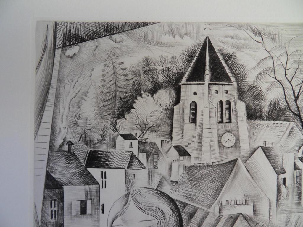 Mily POSSOZ : L'Eglise de Fontenay - Gravure originale signée