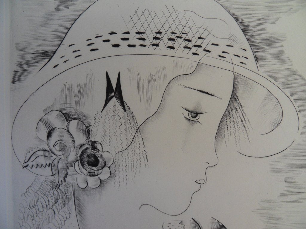 Mily POSSOZ : Portrait de jeune fille - Gravure originale signée