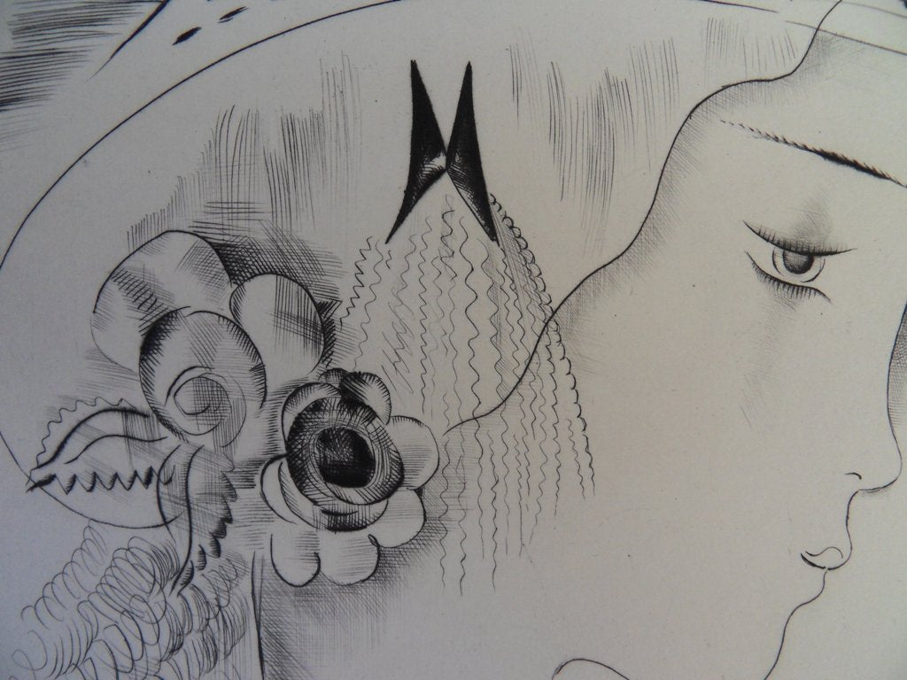 Mily POSSOZ : Portrait de jeune fille - Gravure originale signée