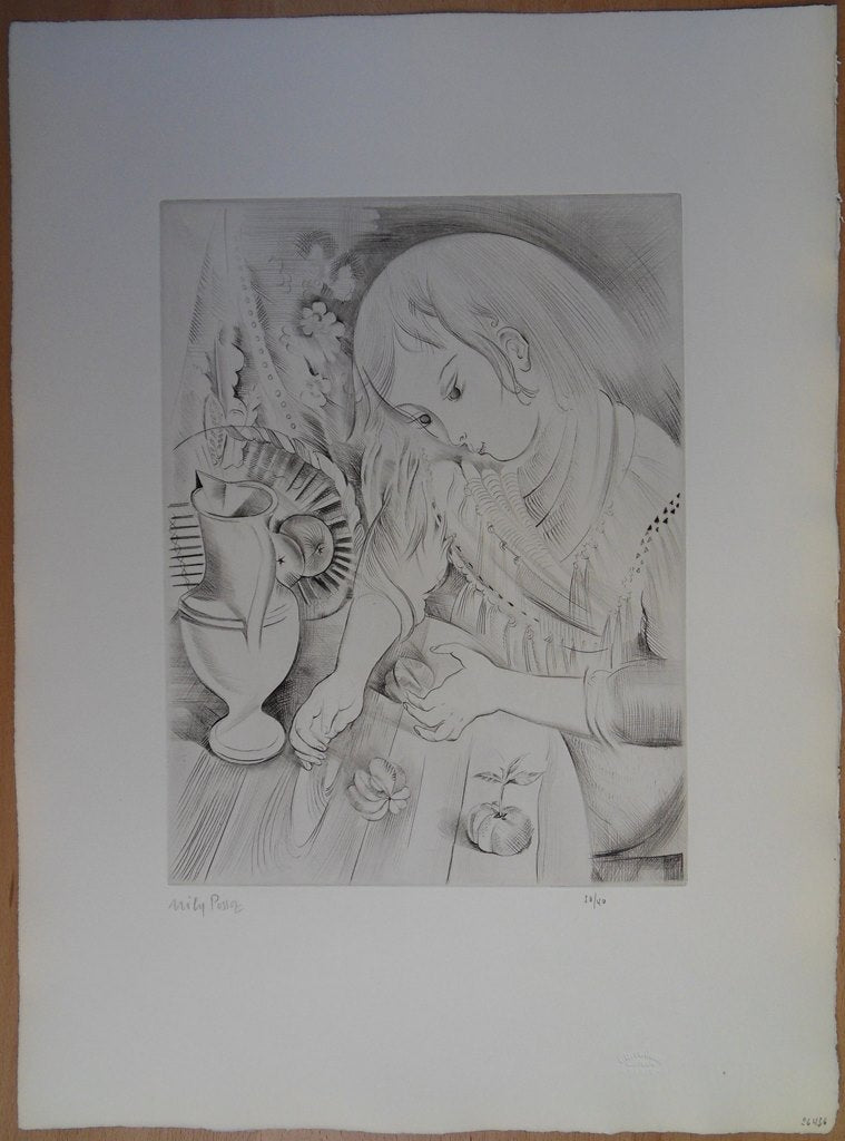 Mily POSSOZ : La jeune fille et la mandarine - Gravure originale signée