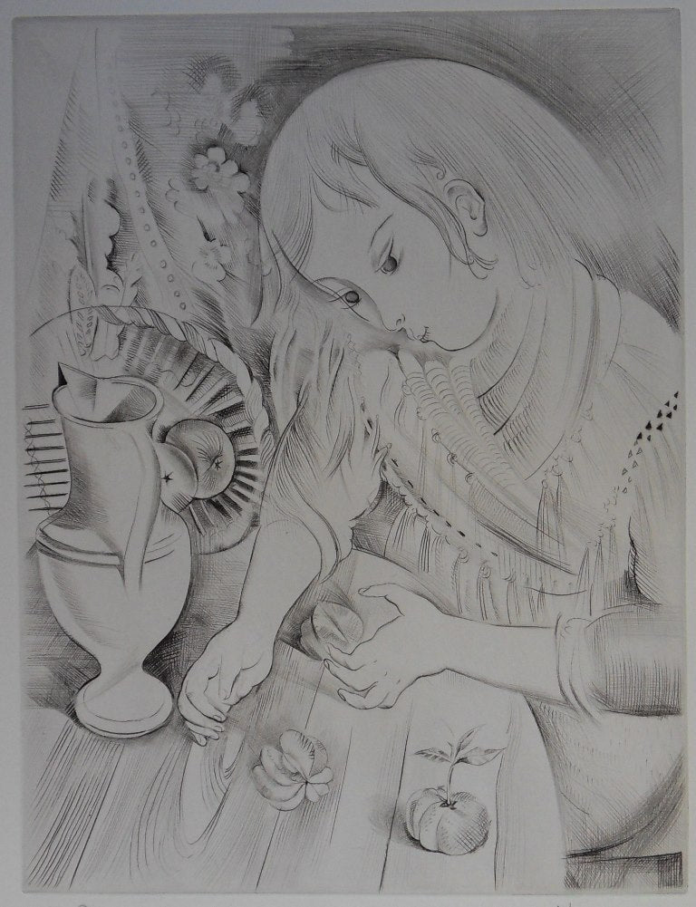 Mily POSSOZ : La jeune fille et la mandarine - Gravure originale signée