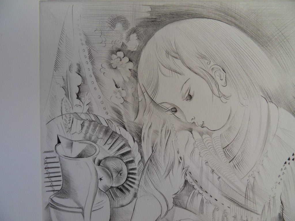 Mily POSSOZ : La jeune fille et la mandarine - Gravure originale signée