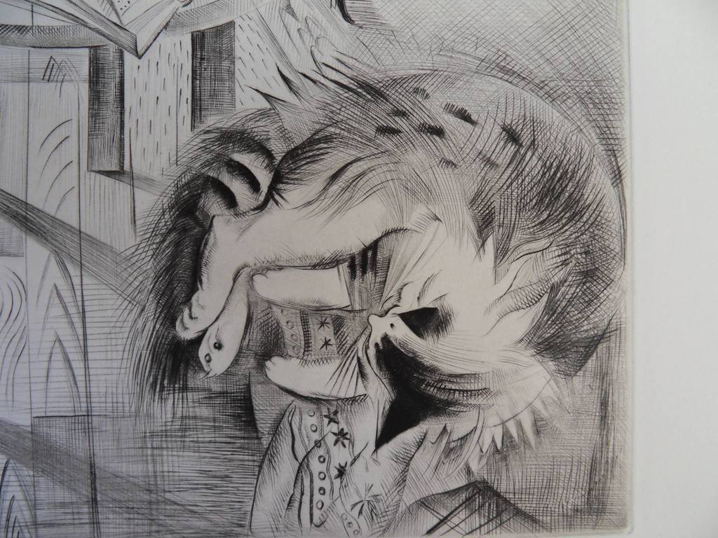 Mily POSSOZ : Le repos du chat - Gravure originale signée