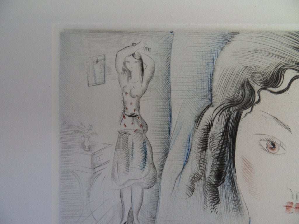 Mily POSSOZ : Jeune fille à l'éventail - Eau-forte originale signée