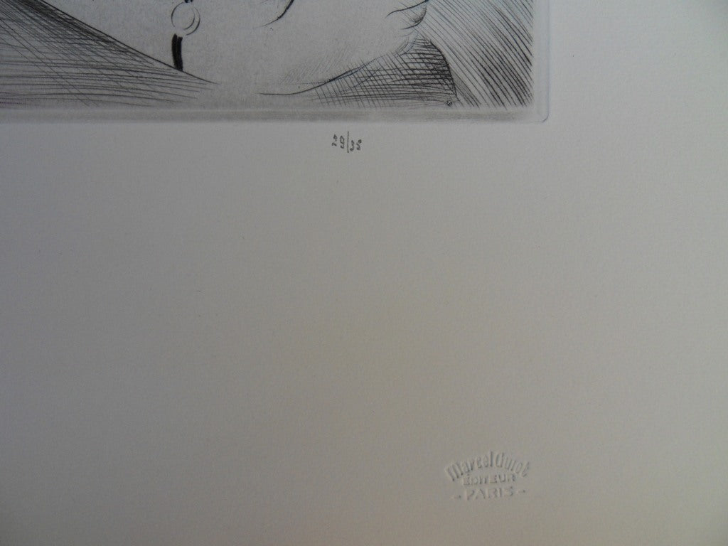 Mily POSSOZ : Jeune fille à l'éventail - Eau-forte originale signée
