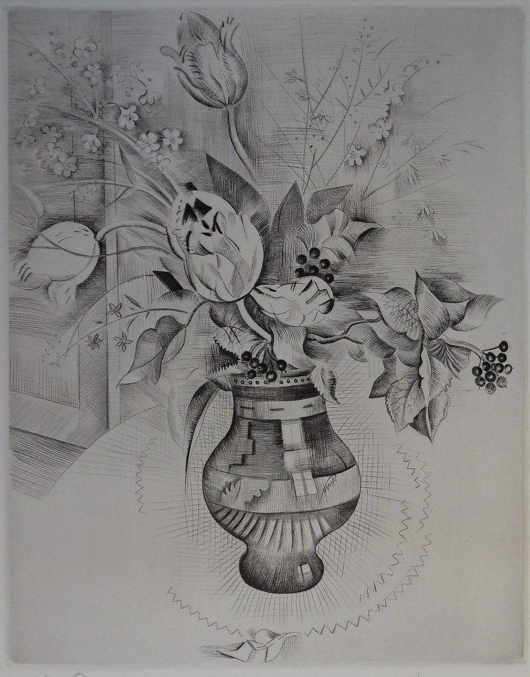 Mily POSSOZ : Le bouquet de tulipes - Gravure originale signée