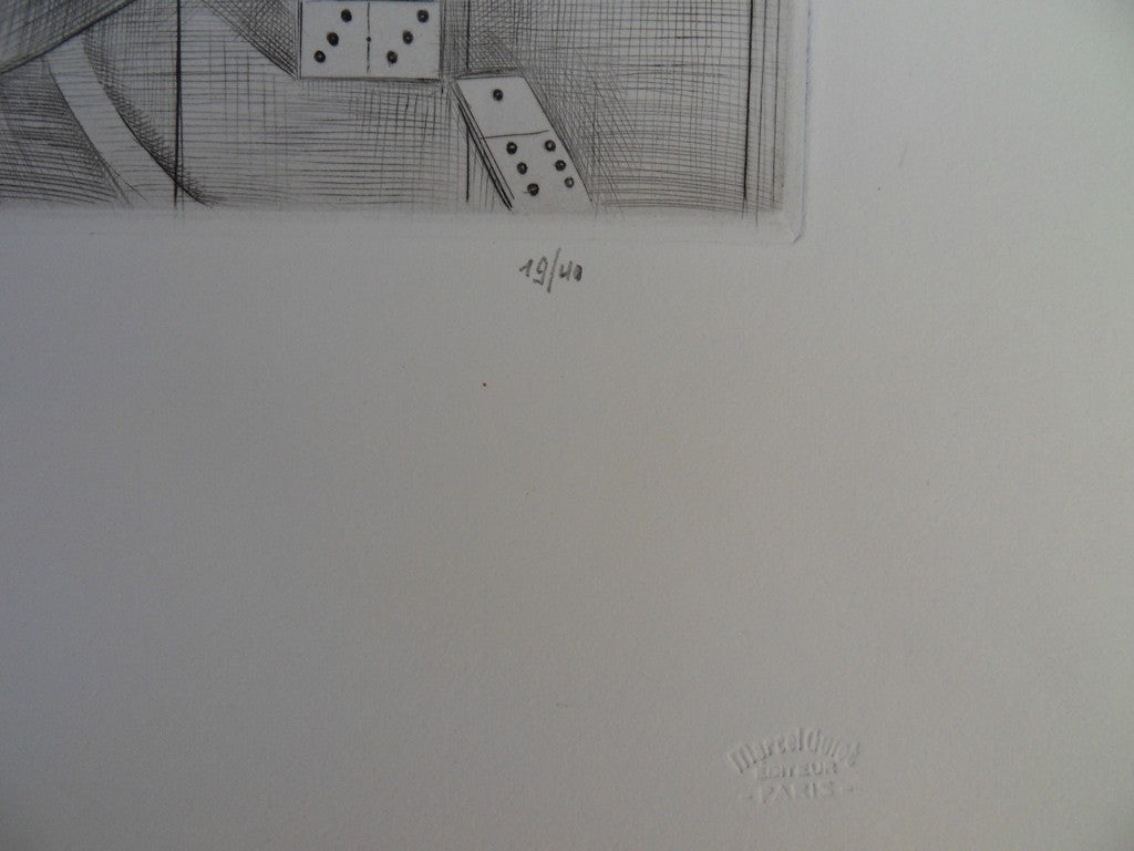 Mily POSSOZ : La joueuse de dominos - Gravure originale signée