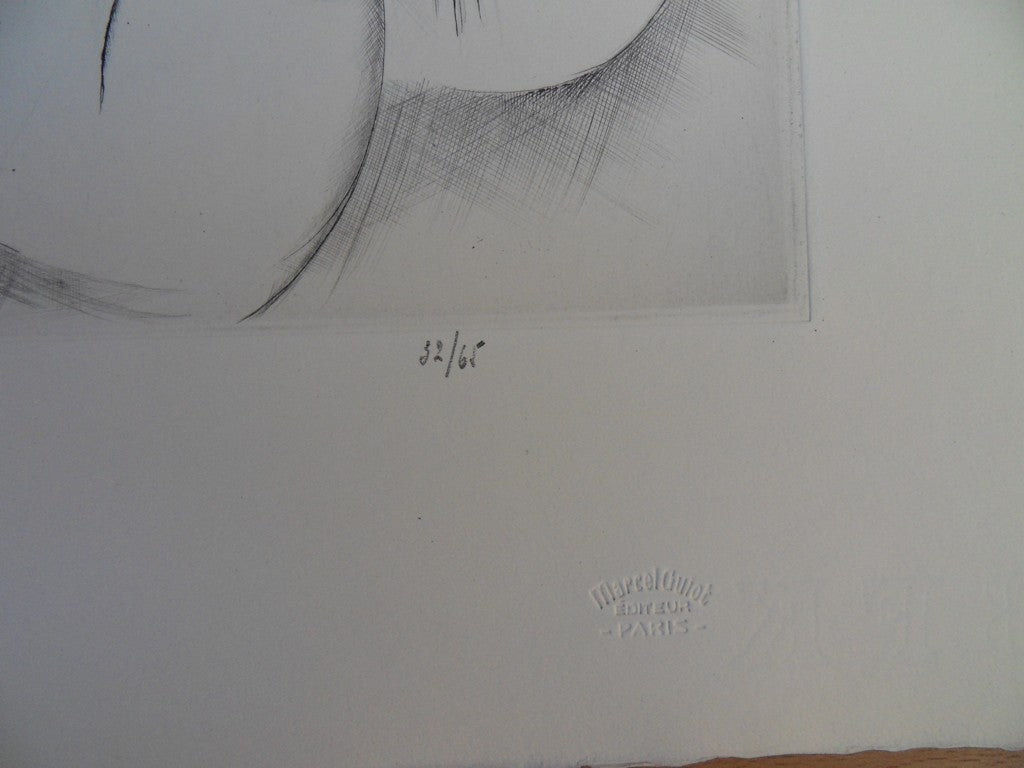 Mily POSSOZ : Jeune fille au muguet - Gravure originale signée