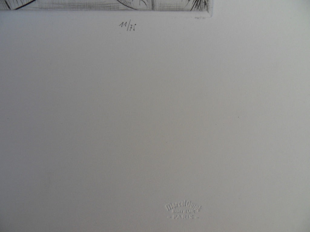 Mily POSSOZ : Les enfants et le perroquet - Gravure originale signée