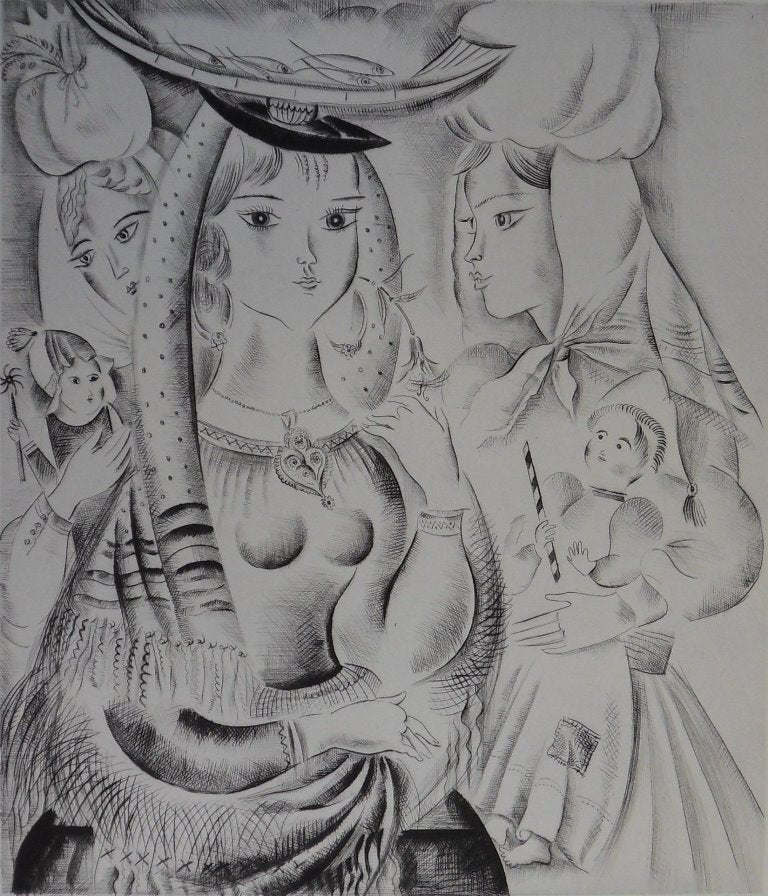Mily POSSOZ : La fête portugaise - Gravure originale signée