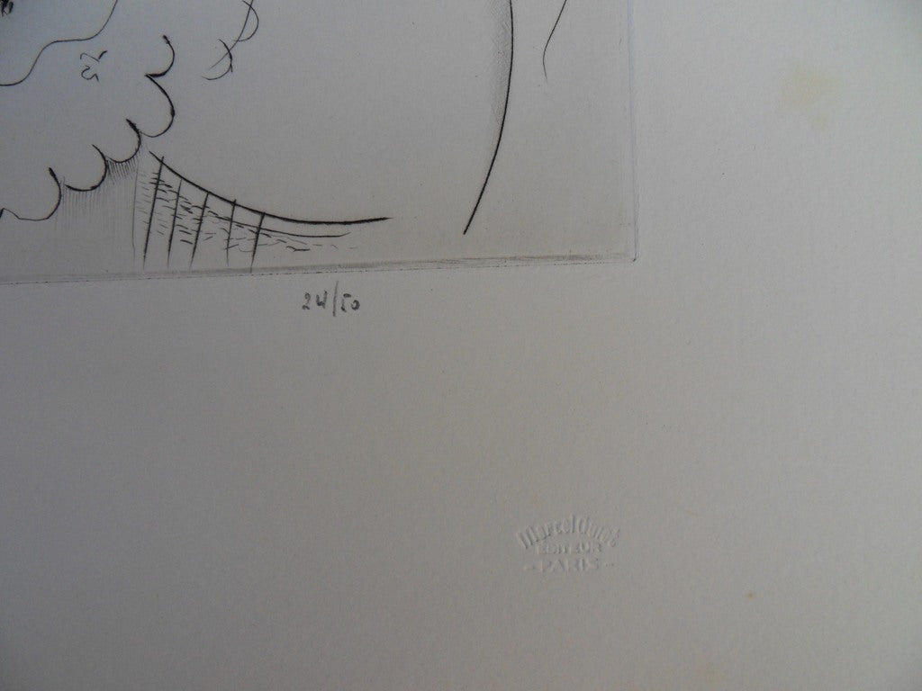 Mily POSSOZ : La jeune fille cousant - Gravure originale signée