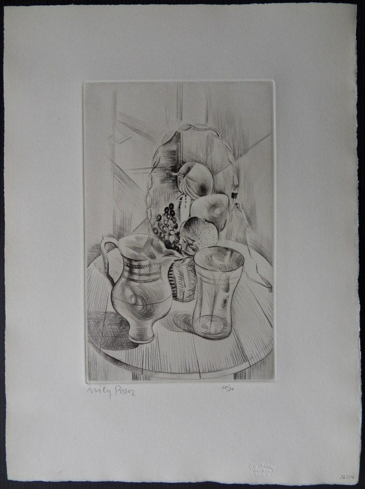 Mily POSSOZ : Nature morte aux fruits - Gravure originale signée