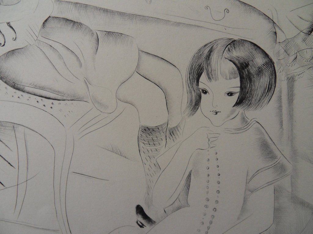 Mily POSSOZ : Jeune fille devant la coiffeuse - Gravure originale signée