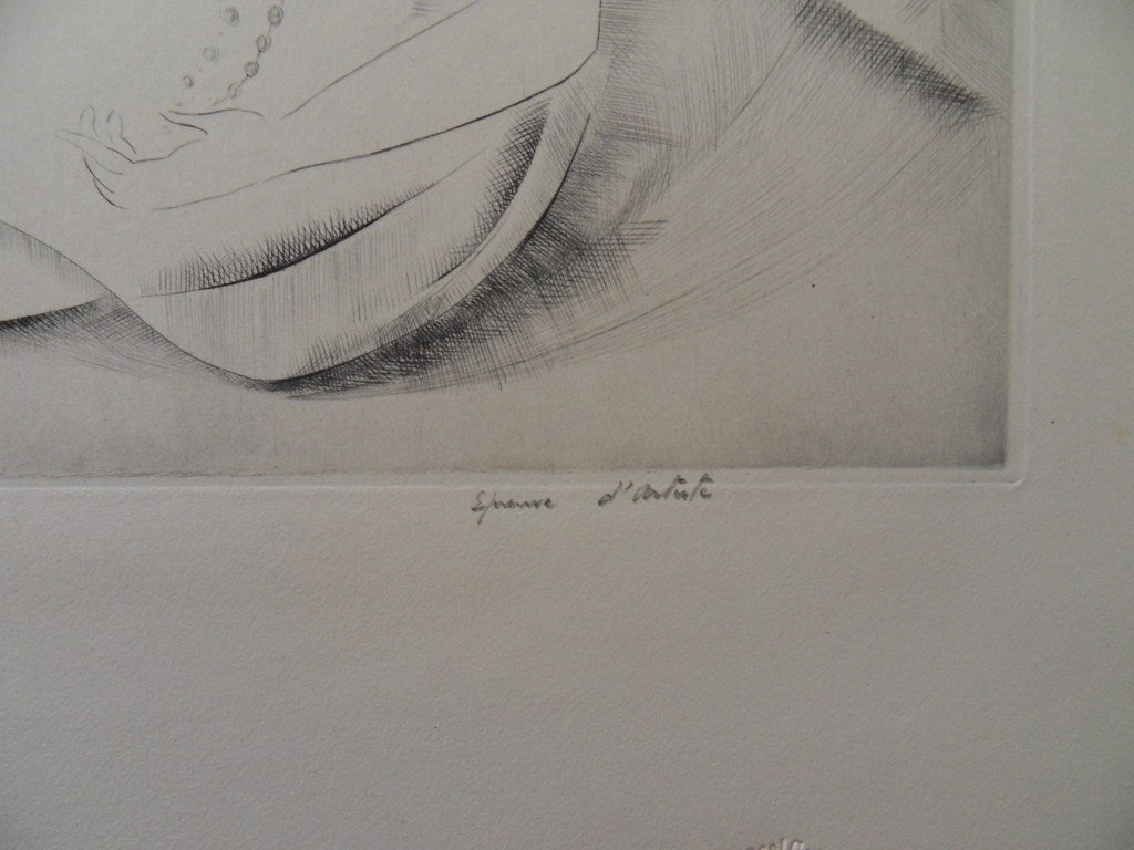 Mily POSSOZ : Jeune fille devant la coiffeuse - Gravure originale signée