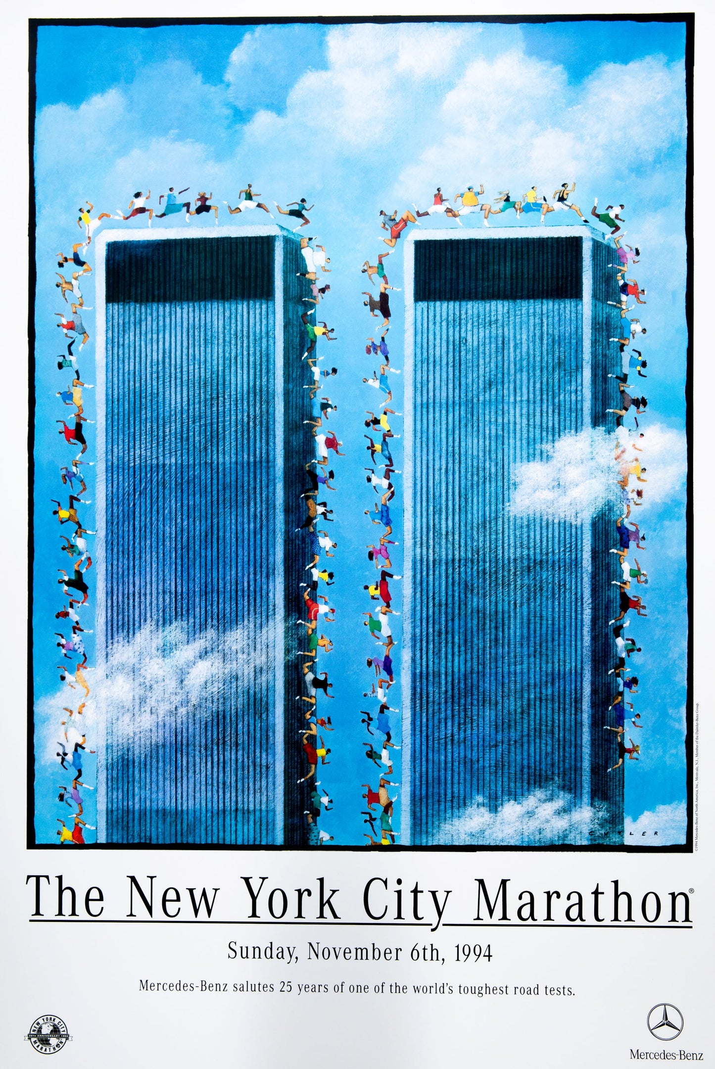 Dave CUTLER : Affiche originale Marathon NYC 1994 (Twin towers)