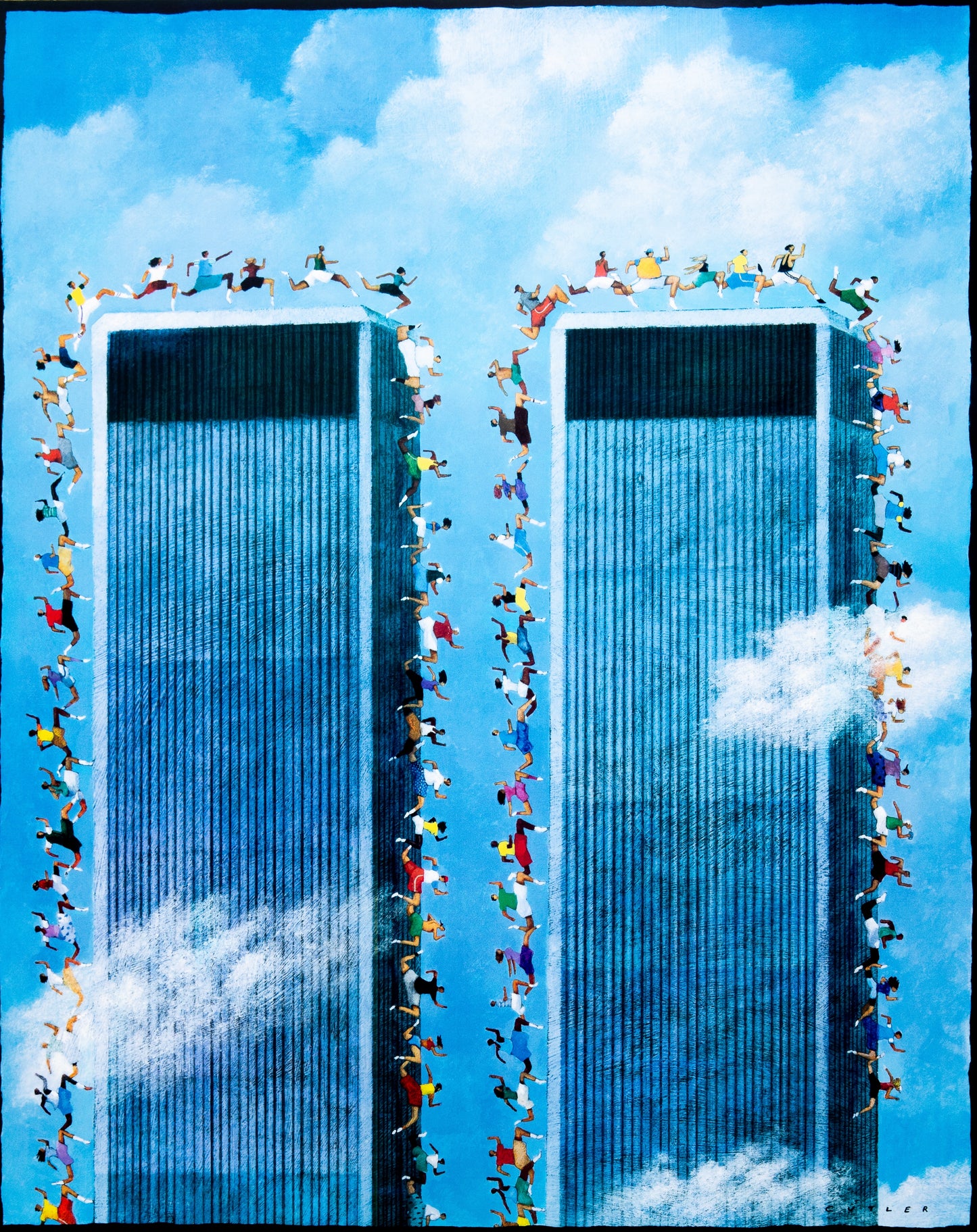 Dave CUTLER : Affiche originale Marathon NYC 1994 (Twin towers)