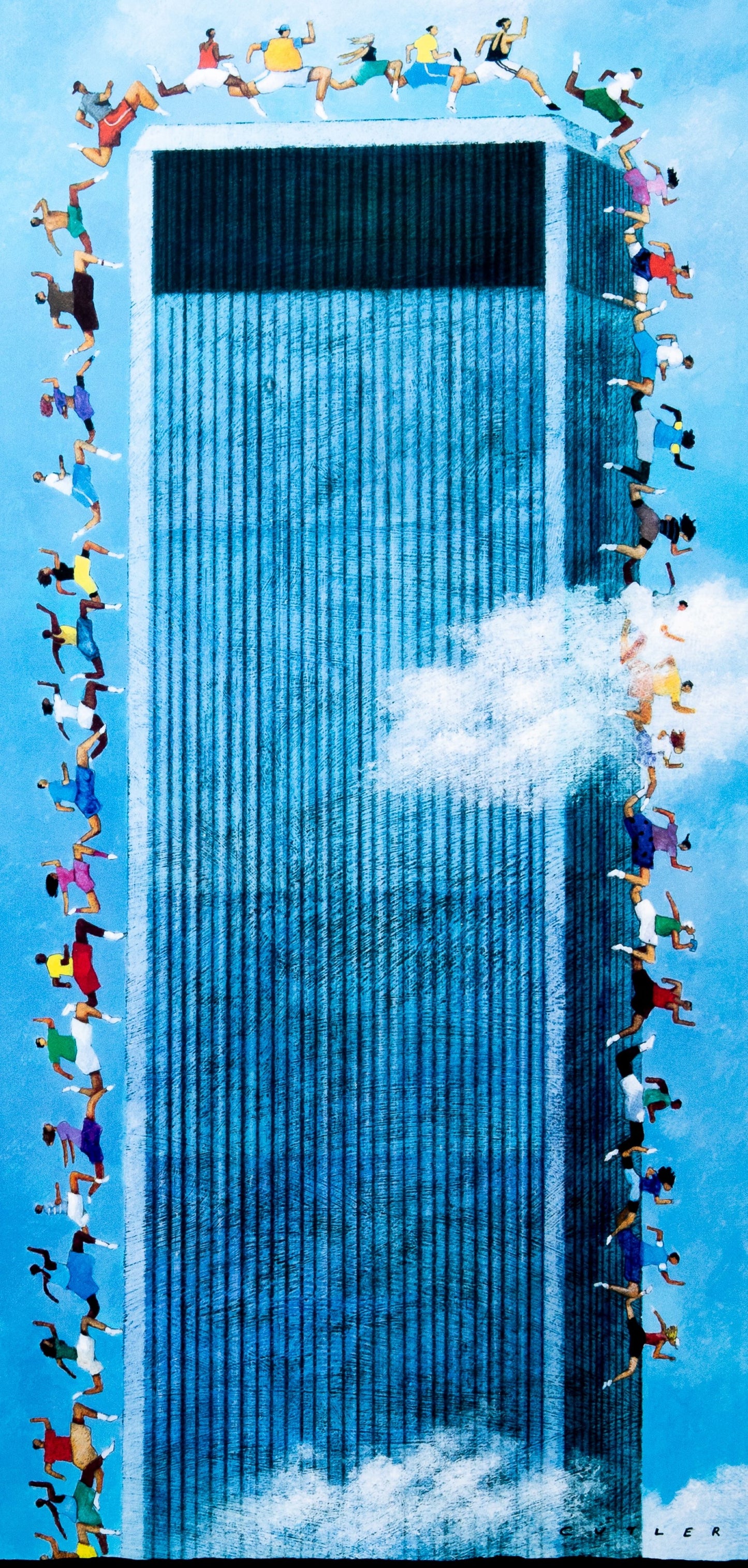 Dave CUTLER : Affiche originale Marathon NYC 1994 (Twin towers)