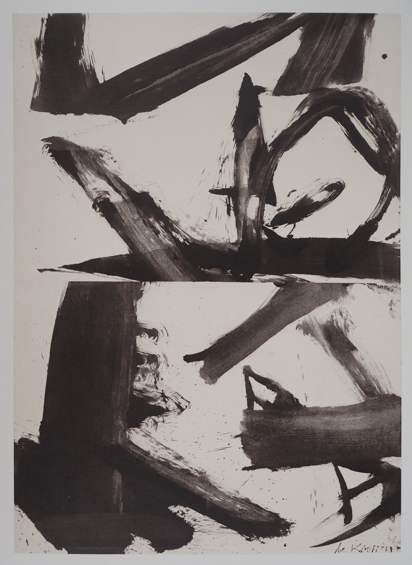 Willem DE KOONING : Composition en noir et blanc - Lithographie signée