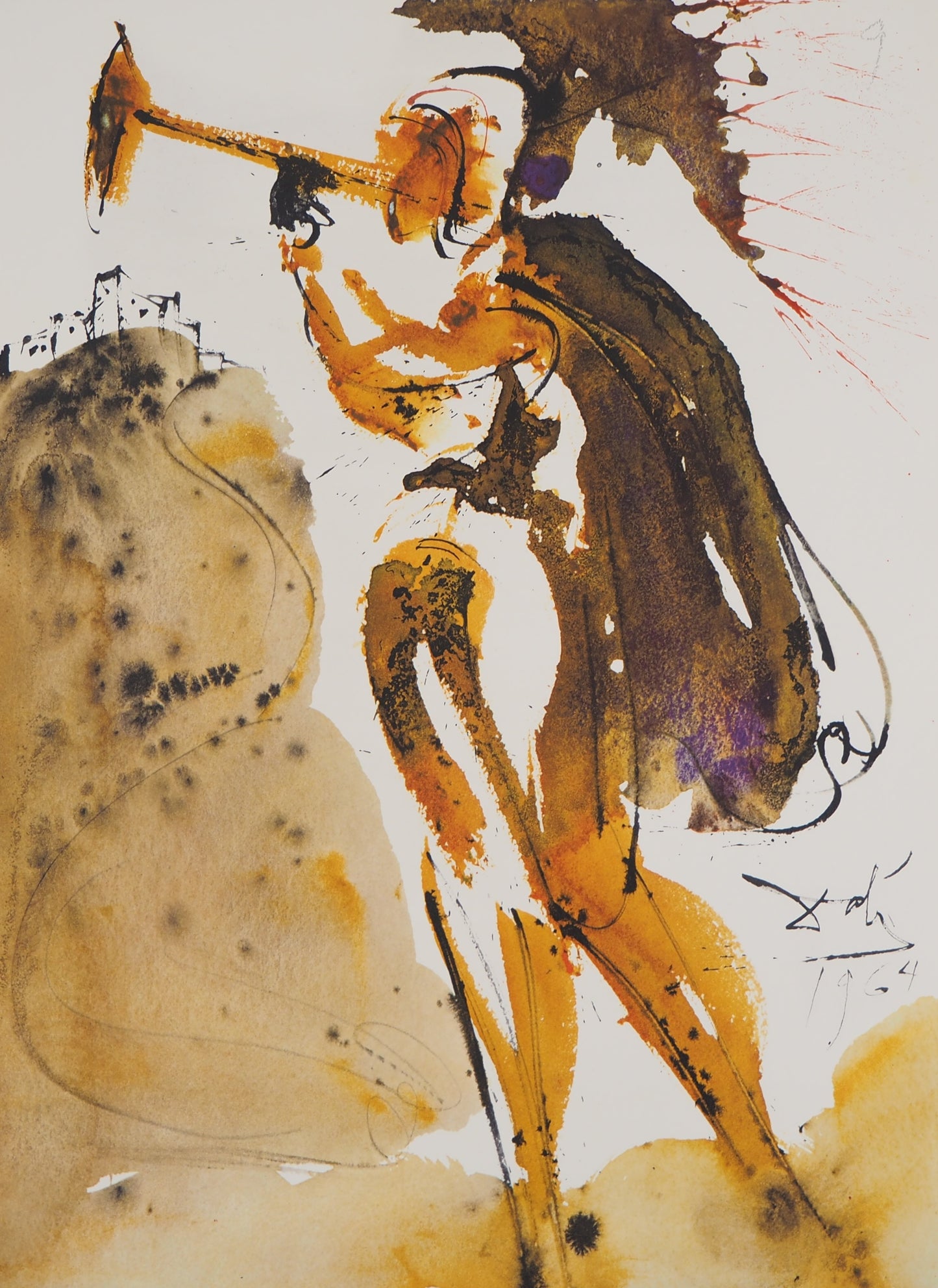 Salvador DALI : Les Trompettes de Sion - Lithographie signée