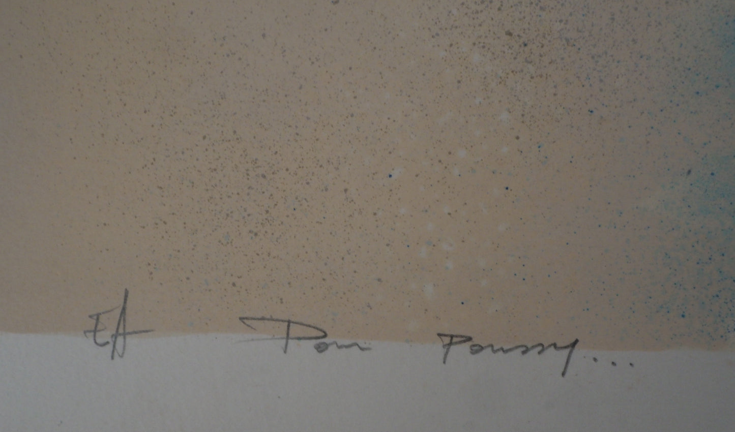 Claude GAVEAU : Paysage enneigé de nuit - Lithographie originale signée et dédicacée