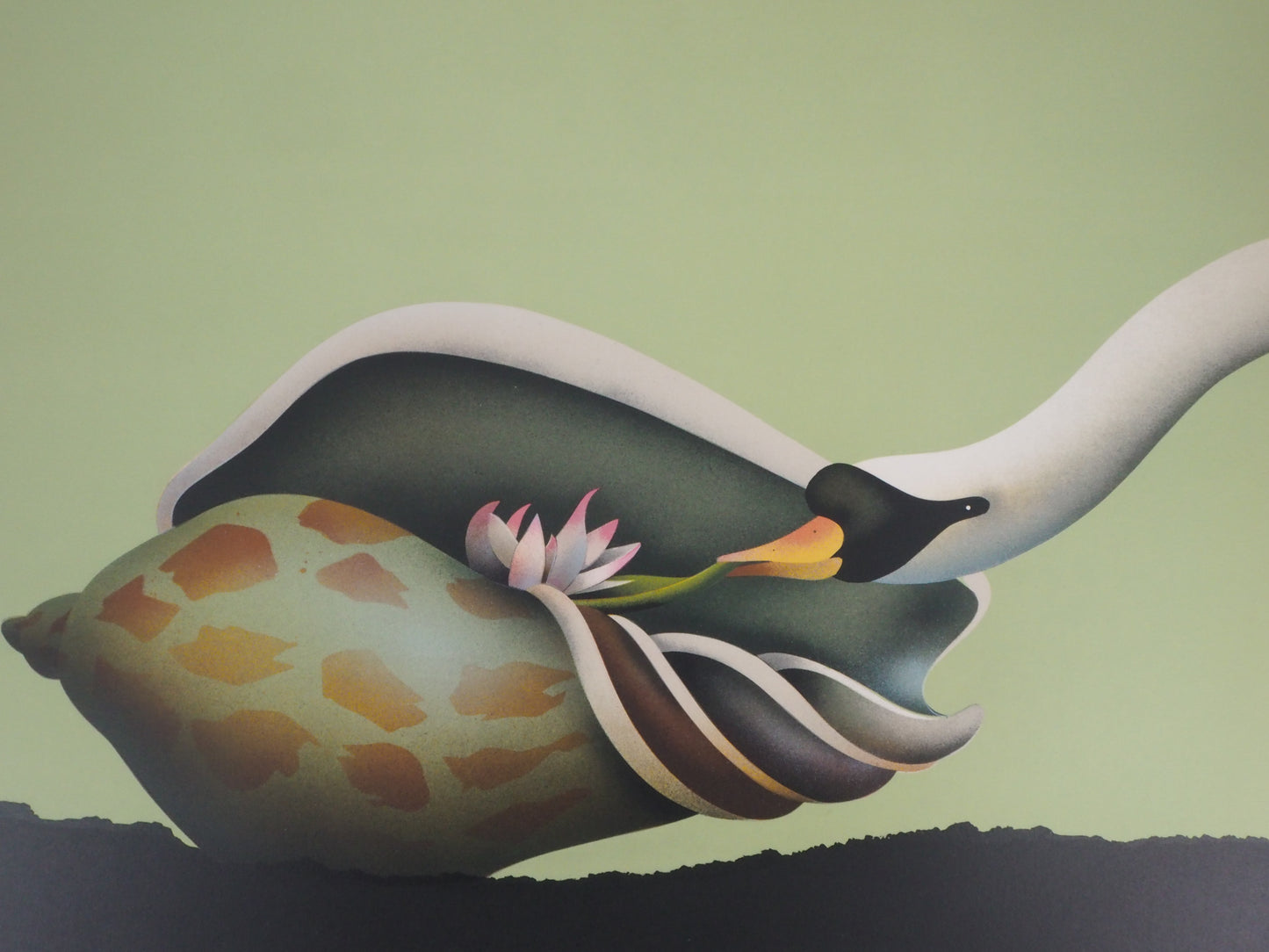 Jean Paul DONADINI : Le cygne et le coquillage - Lithographie Originale Signée