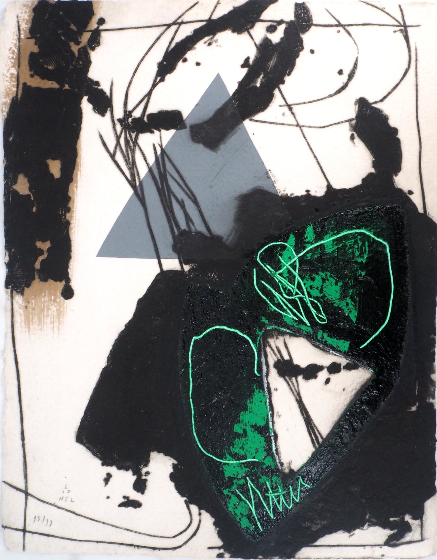 LIONEL : Trace verte - Gravure originale signée