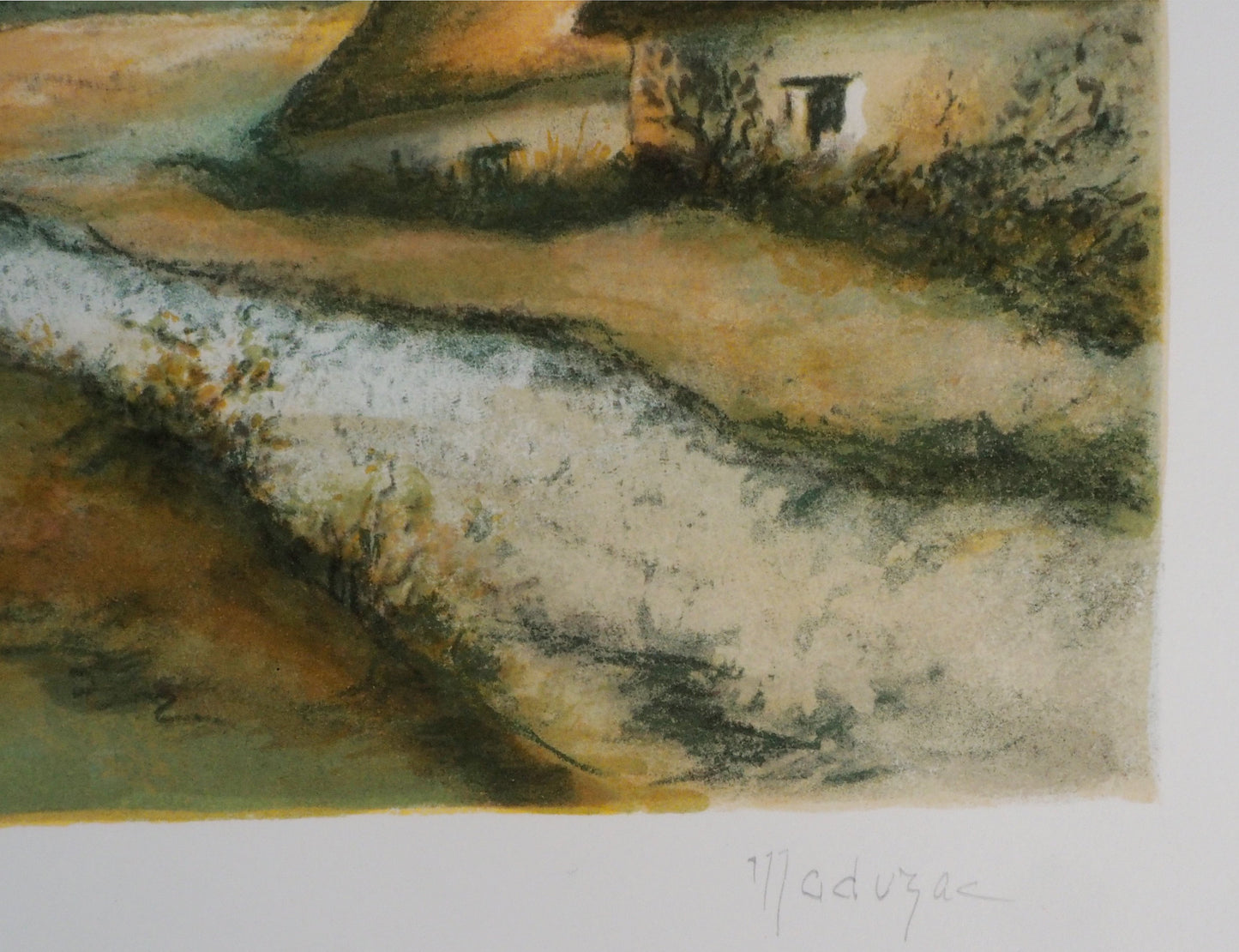 MADUZAC : Les Chaumières de Bretagne - Lithographie originale signée