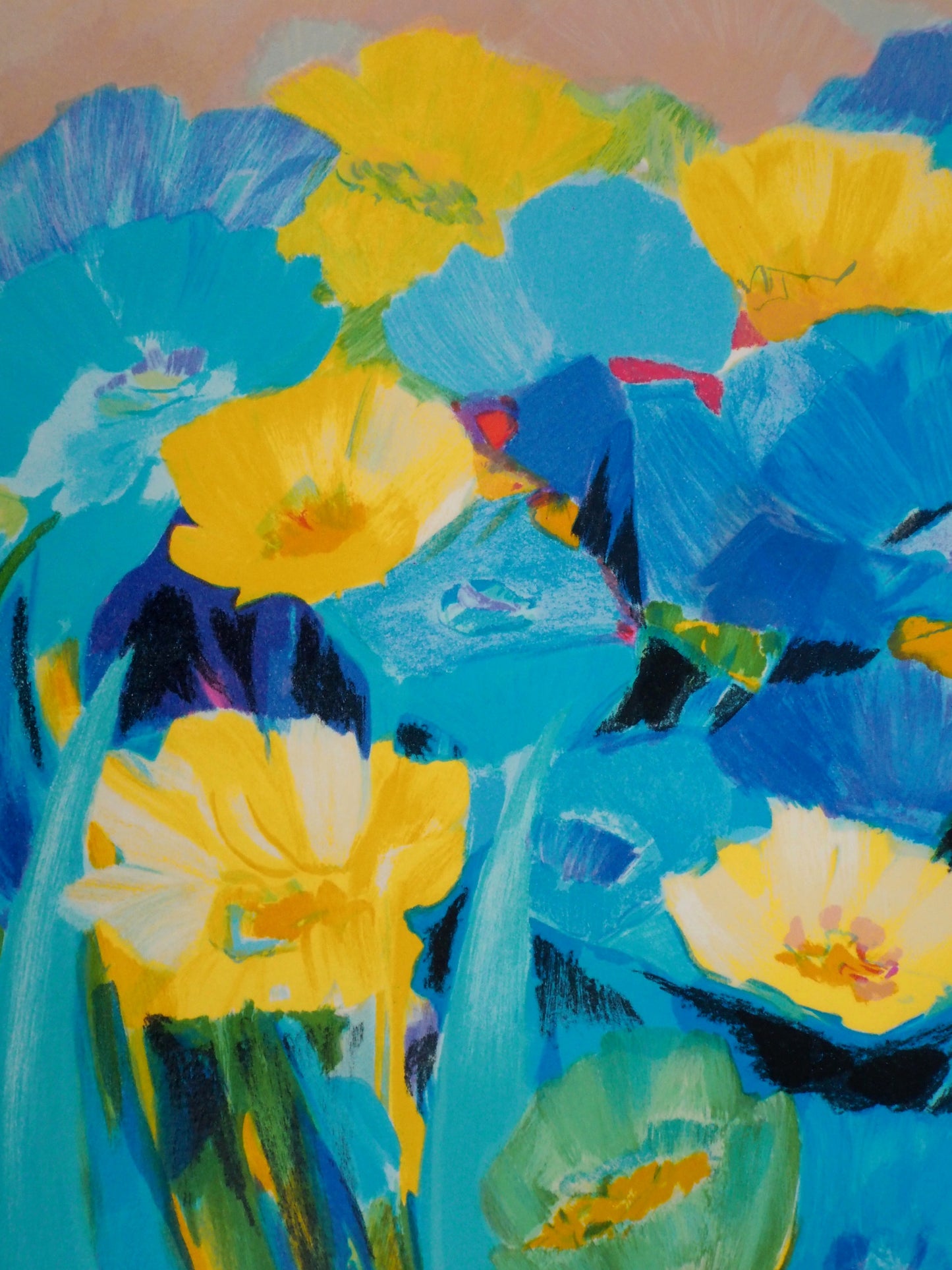 Claude HEMERET: Jardín en flor - Litografía original firmada
