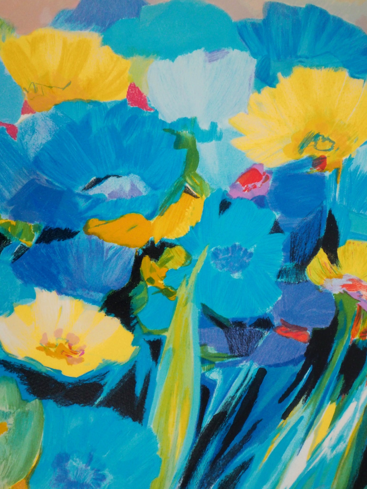 Claude HEMERET: Jardín en flor - Litografía original firmada