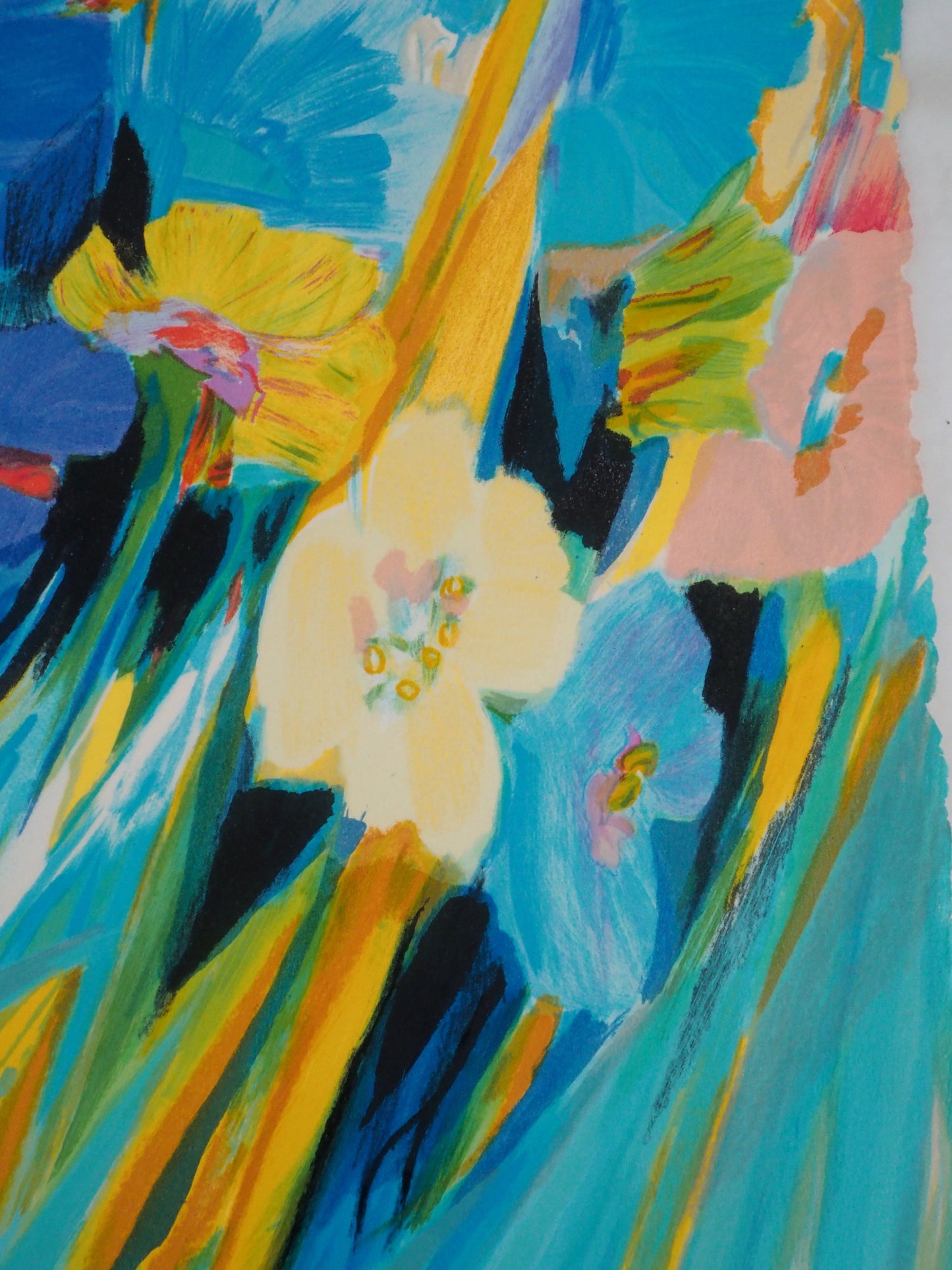 Claude HEMERET: Jardín en flor - Litografía original firmada