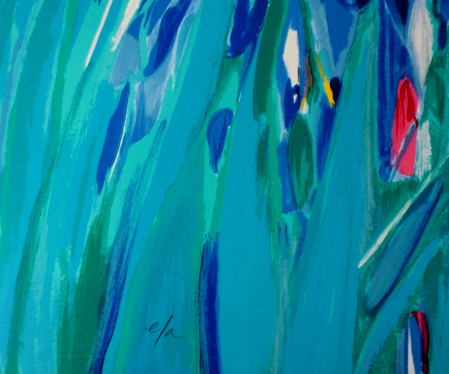 Claude HEMERET: Jardín, los lirios azules - Litografía original firmada