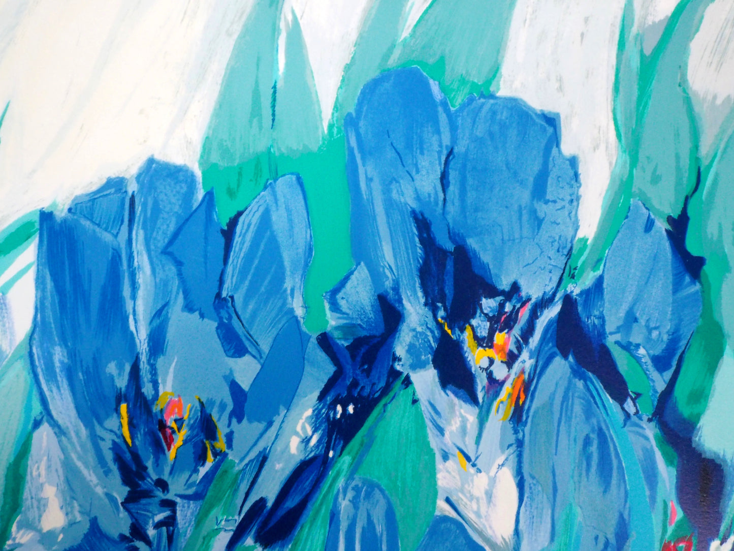 Claude HEMERET: Jardín, los lirios azules - Litografía original firmada
