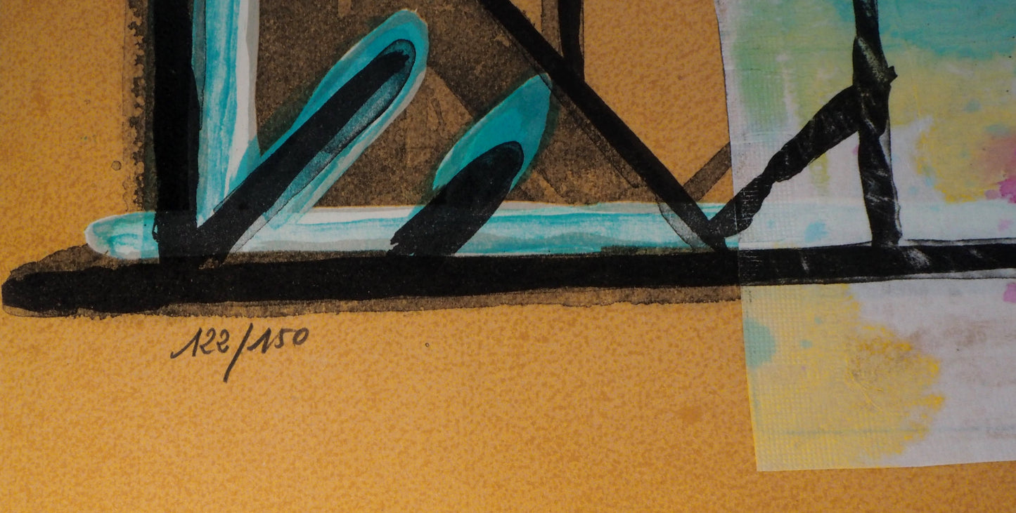 Jacques POLI : Perruches à la fenêtre - Lithographie Originale Signée
