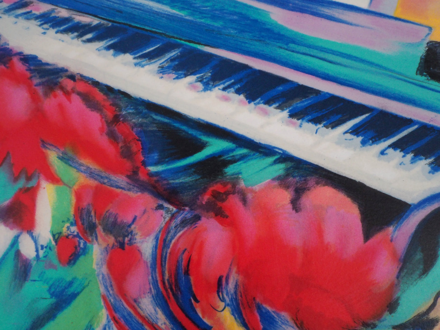 Claude HEMERET: Piano y partituras - Litografía original firmada