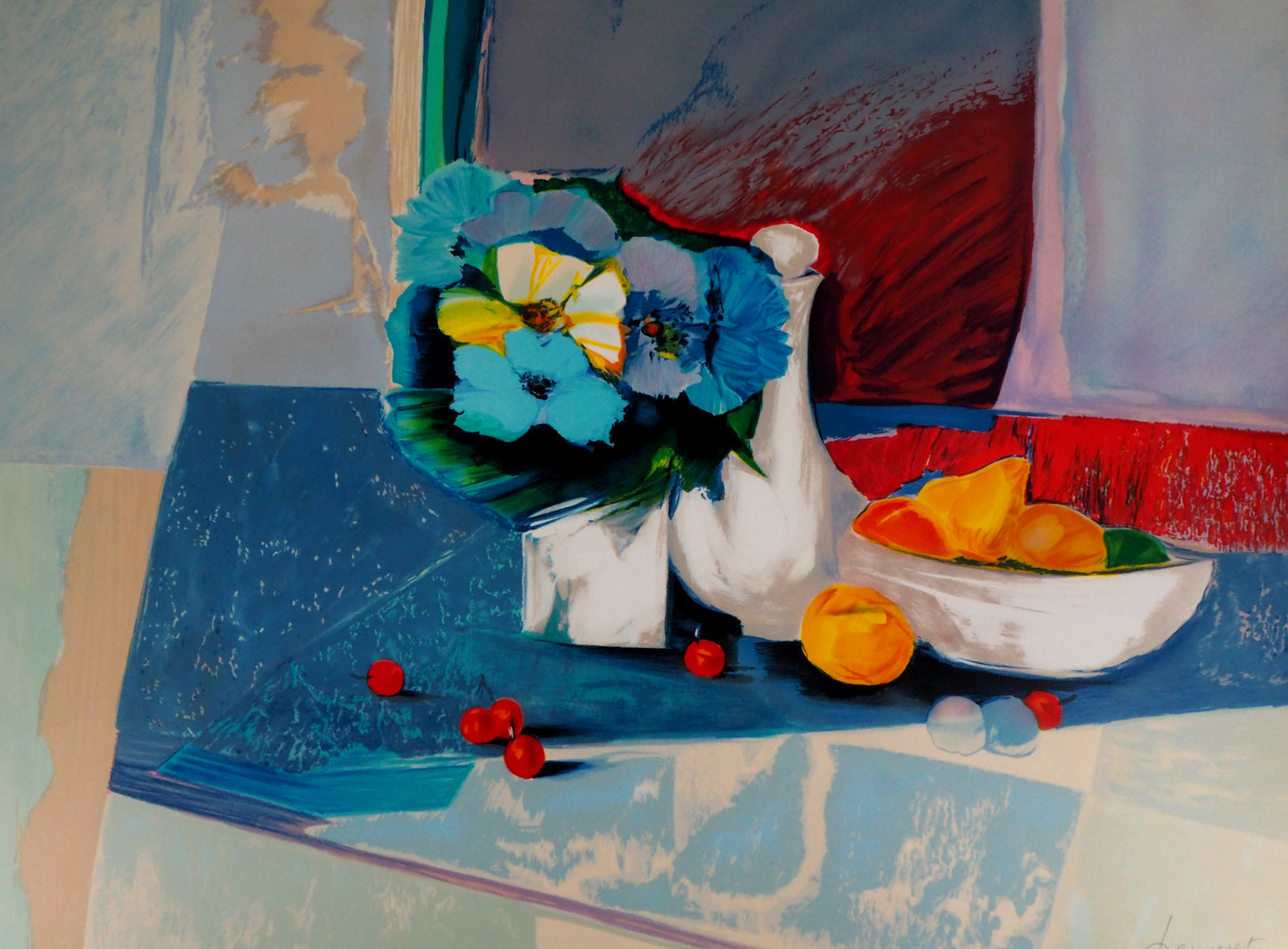 Claude HEMERET: Mesa de verano - Litografía original firmada
