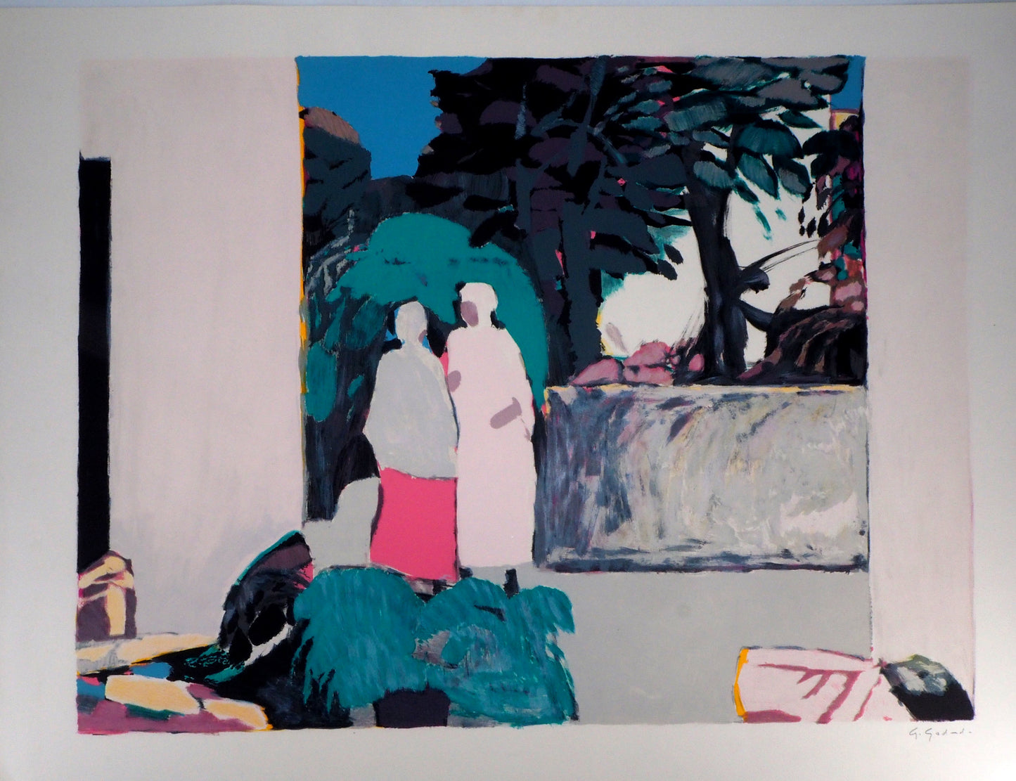 Gabriel GODARD : La promenade - Lithographie originale signée