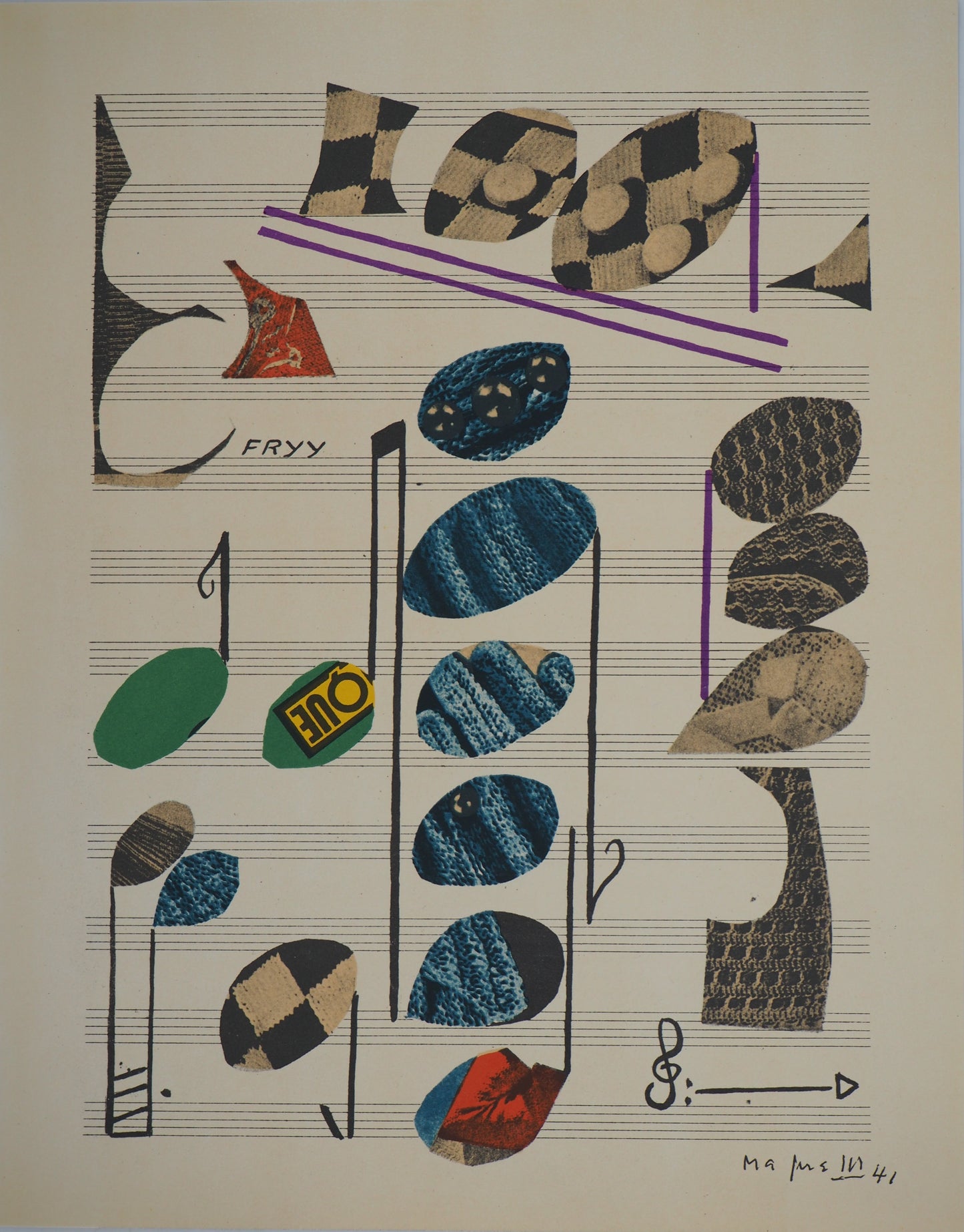 Alberto MAGNELLI : Composition musicale - Lithographie signée