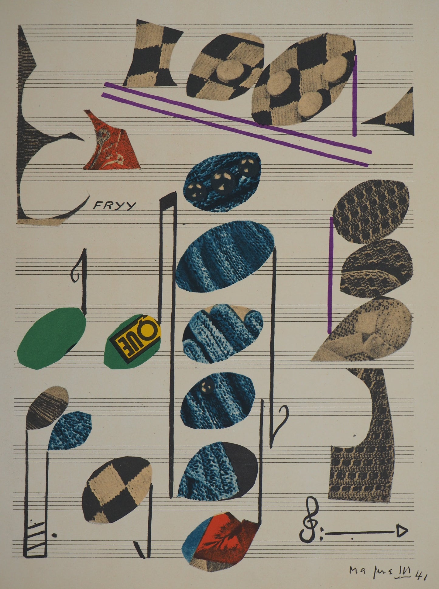 Alberto MAGNELLI : Composition musicale - Lithographie signée