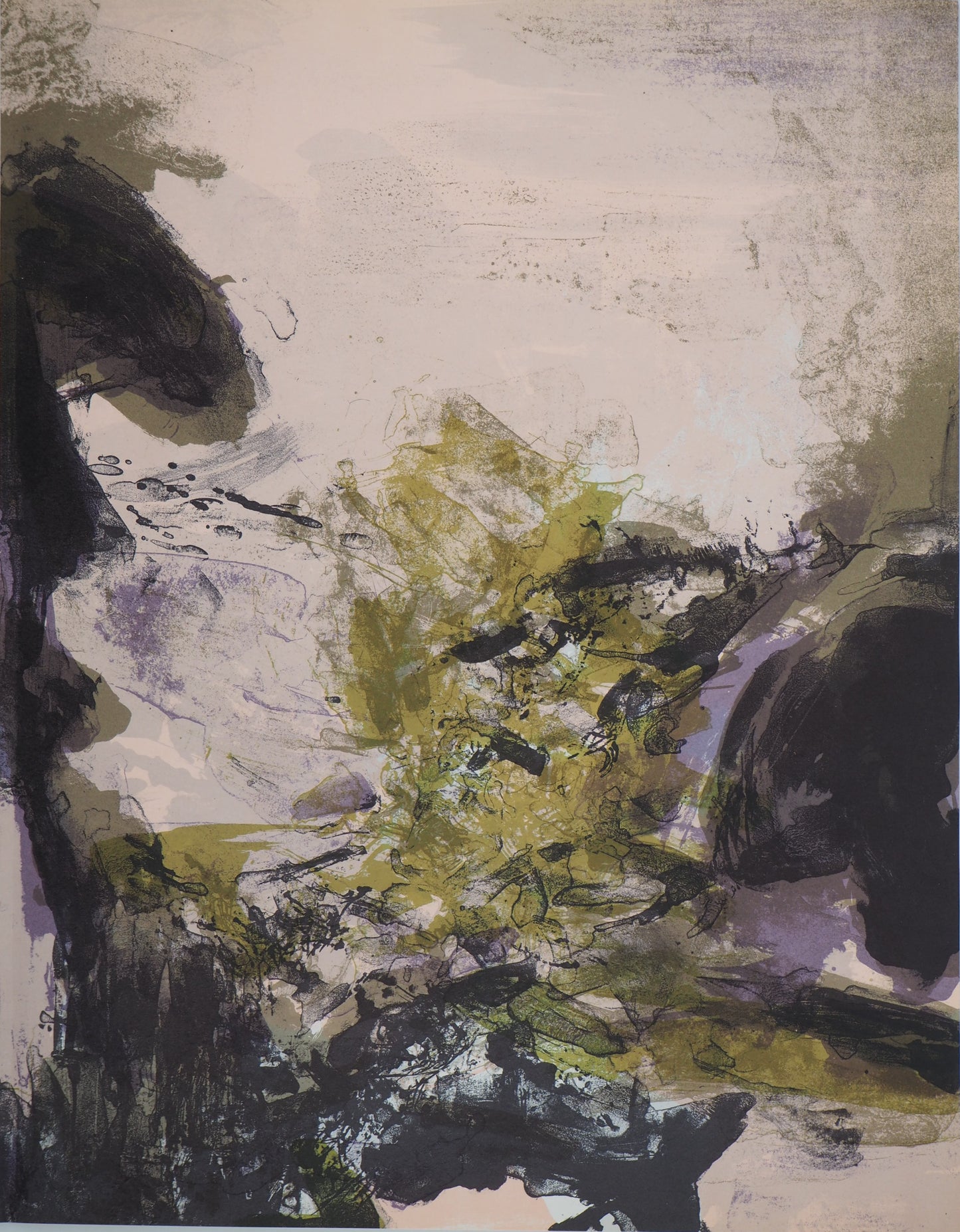 ZAO Wou Ki : Paysage de montagne abstrait - Lithographie originale