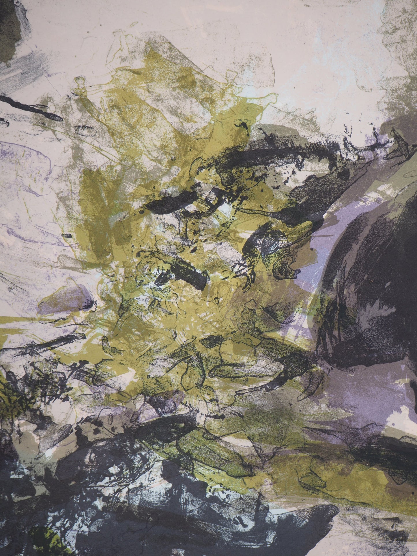 ZAO Wou Ki : Paysage de montagne abstrait - Lithographie originale