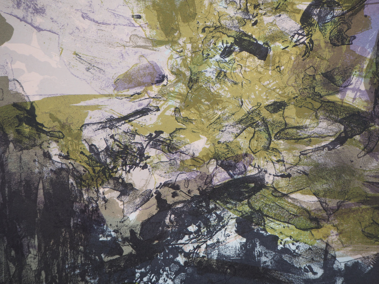 ZAO Wou Ki : Paysage de montagne abstrait - Lithographie originale