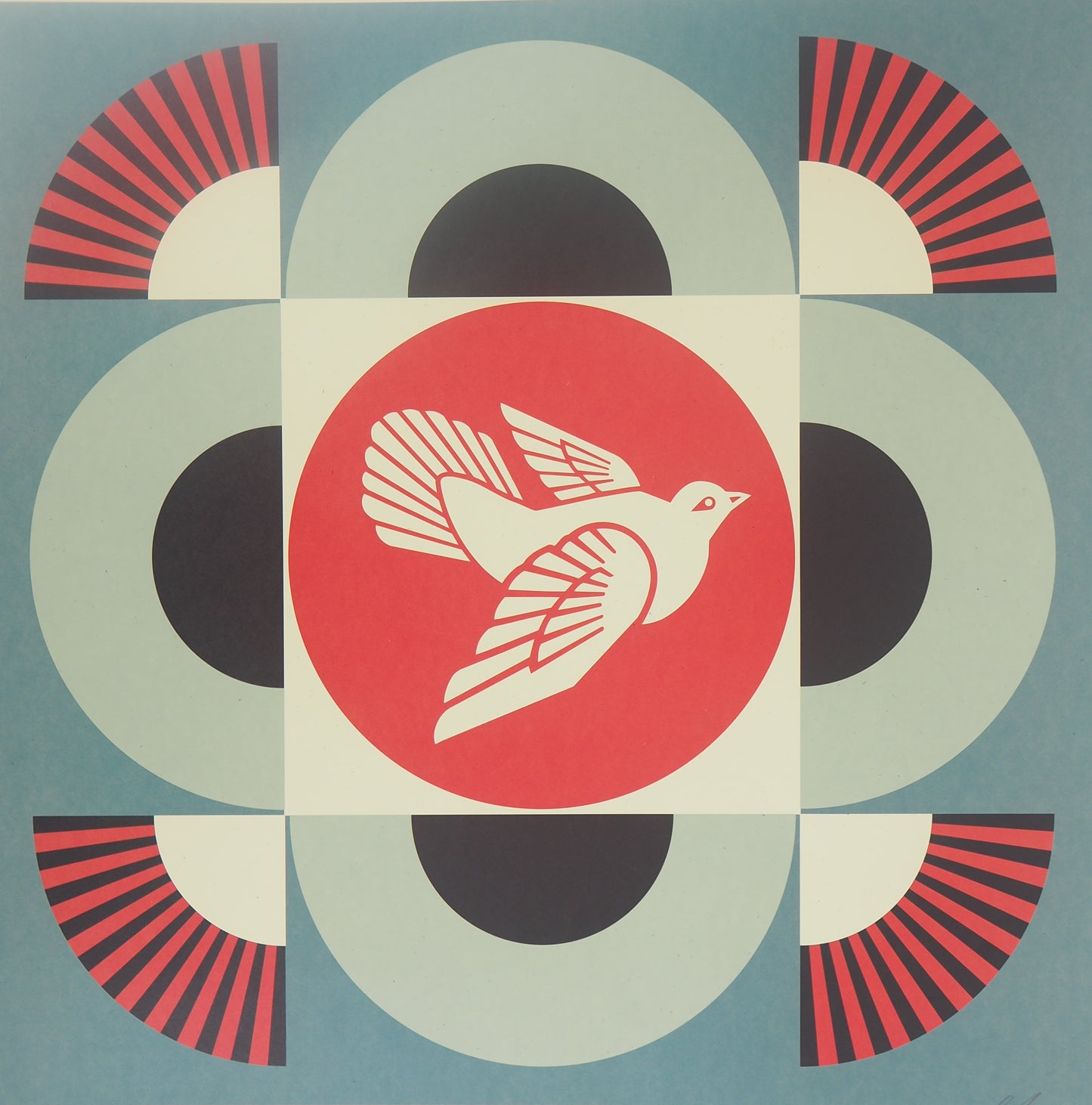 Shepard FAIREY (OBEY) : Geometric Dove Blue - Lithographie originale signée