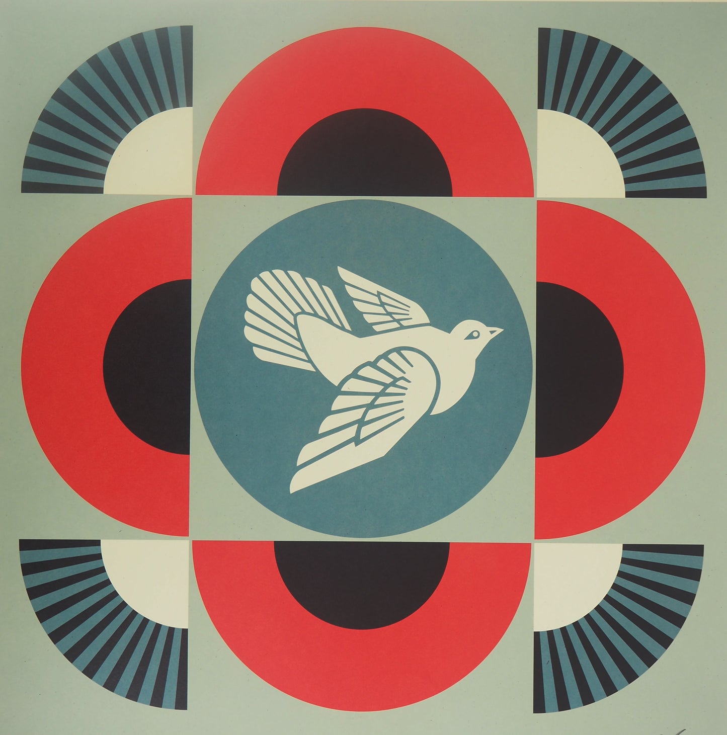 Shepard FAIREY (OBEY) : Geometric Dove Red - Lithographie originale signée