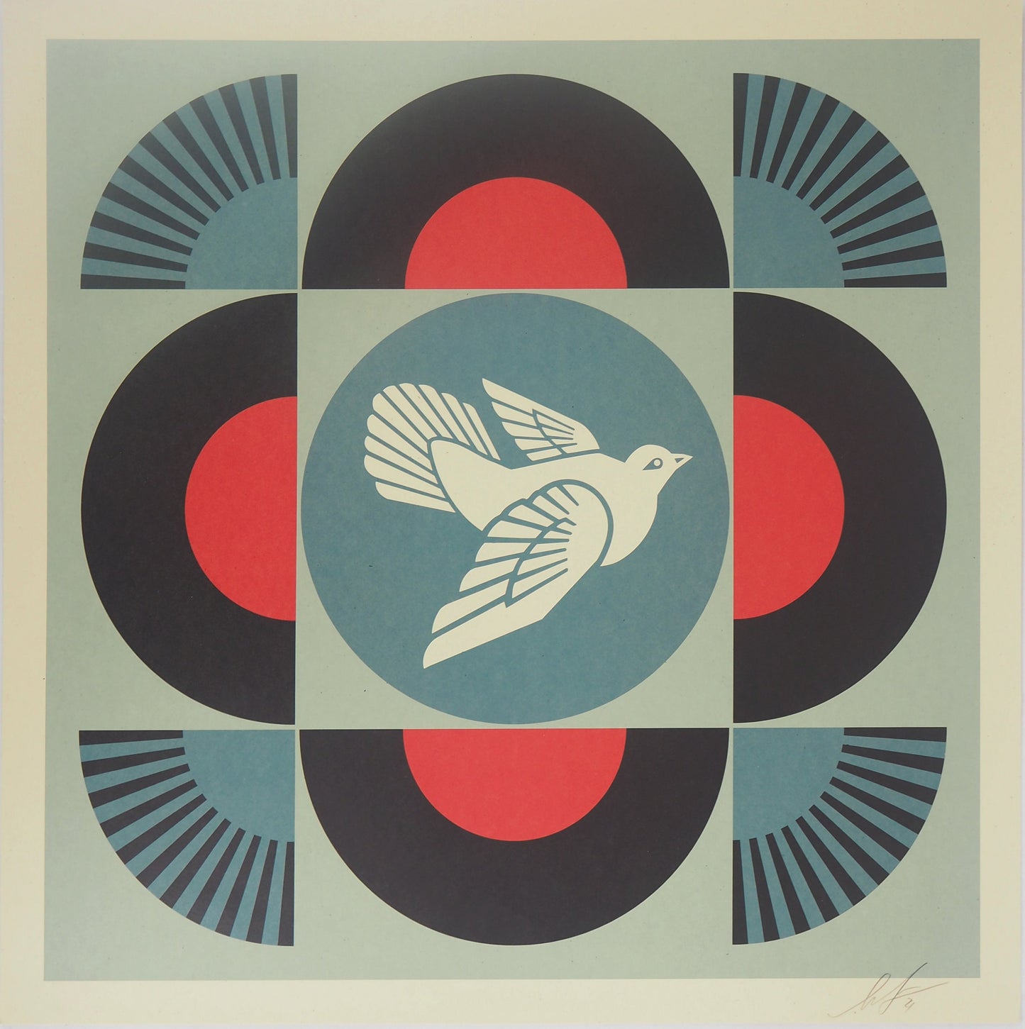 Shepard FAIREY (OBEY) : Geometric Dove Black - Lithographie originale signée
