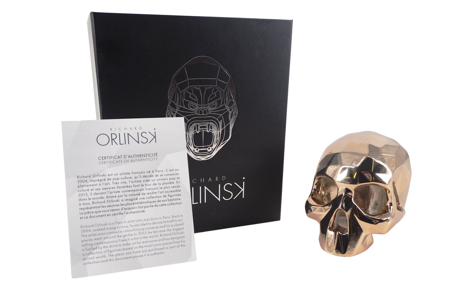 Richard ORLINSKI : Skull (Gold edition) - Sculpture originale