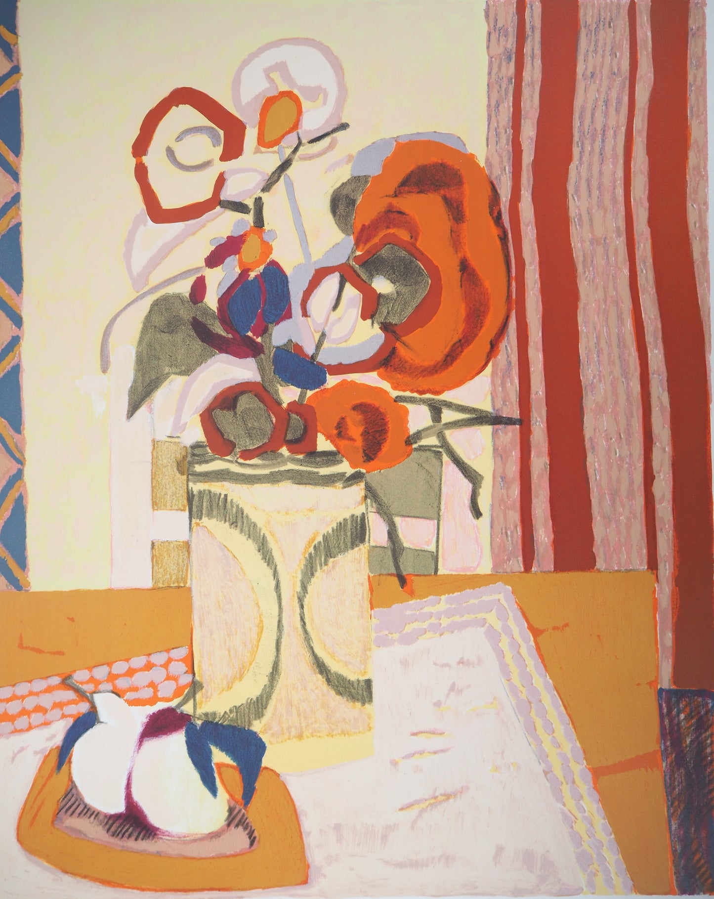 Gabriel GODARD : Nature morte aux coquelicots - Lithographie originale signée