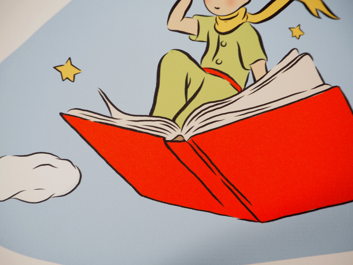 Antoine DE SAINT EXUPERY : Le Petit Prince et le livre volant - Lithographie