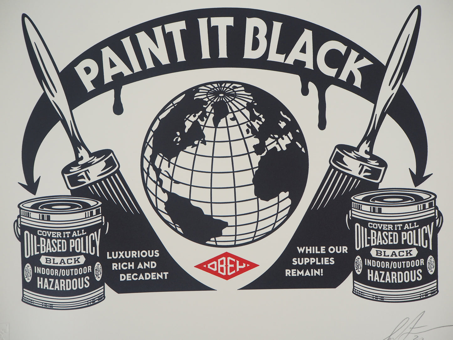 Shepard FAIREY (OBEY) : Paint it Black - Letterpress originale signée