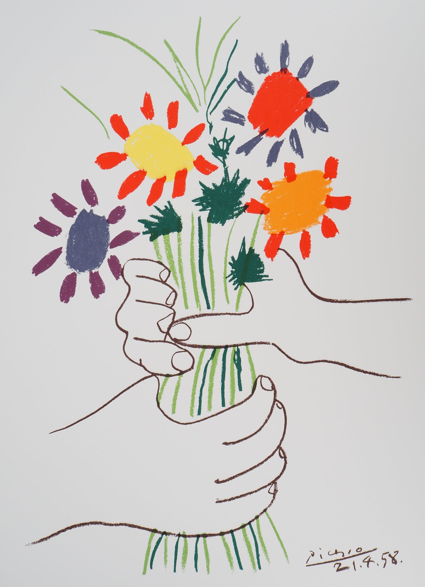 Pablo PICASSO : Le bouquet de la Paix - Lithographie signée