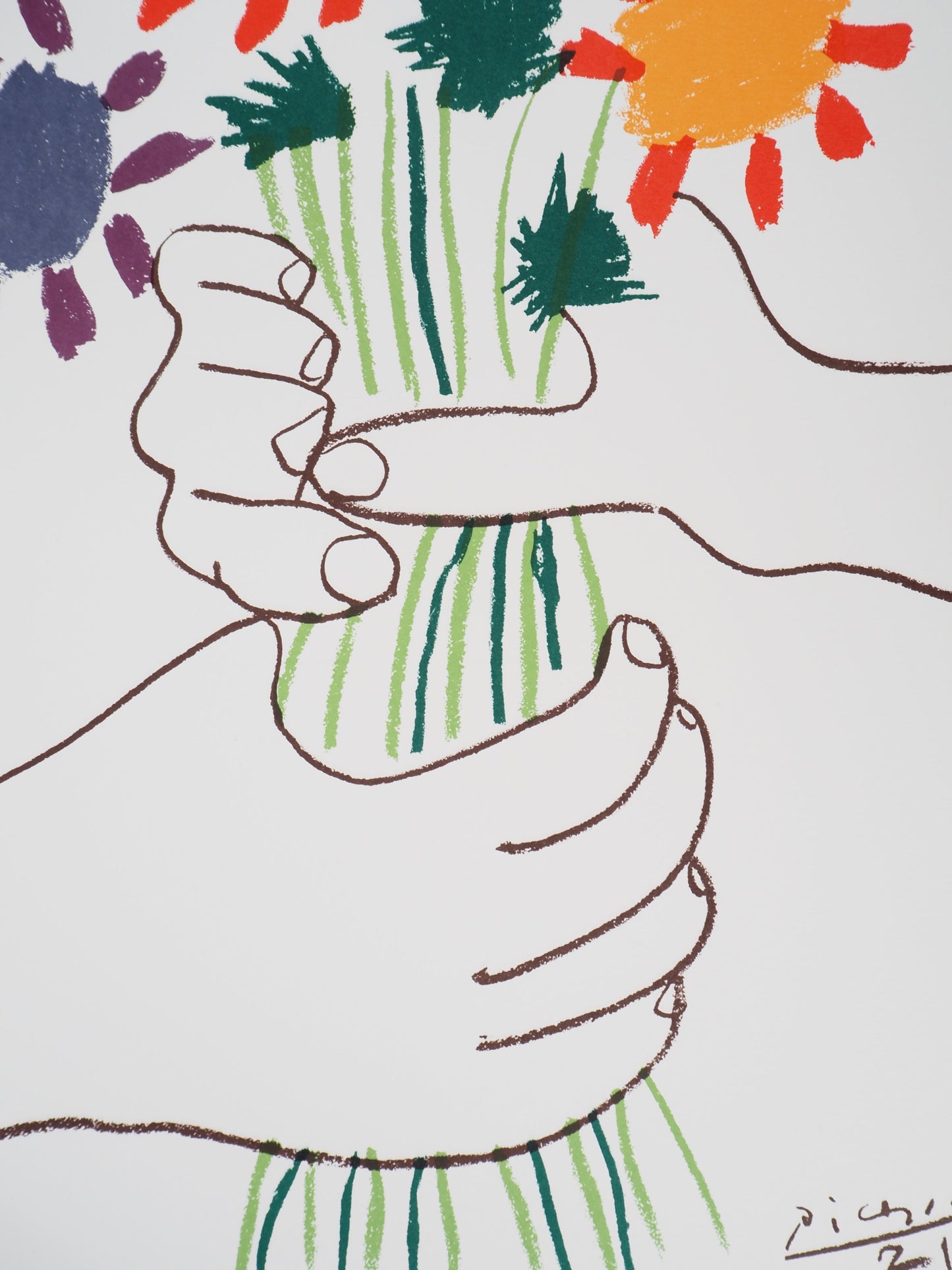 Pablo PICASSO : Le bouquet de la Paix - Lithographie signée